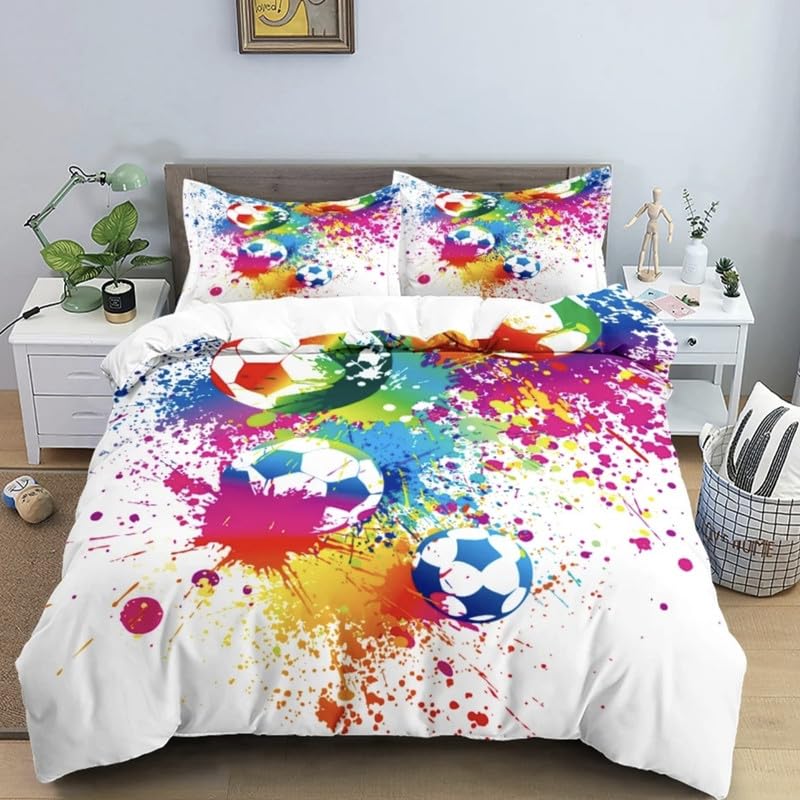 Housse de Couette 220x240 Football avec parure de lit adulte microfibre douce