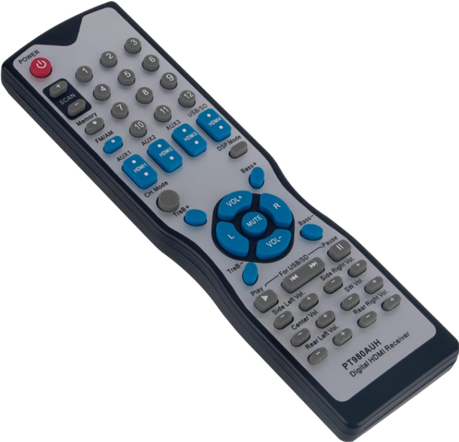 New PT980AUH Replacement Remote Control Compatible with Pyle Home Digital 7.1 Channel HDMI Receiver