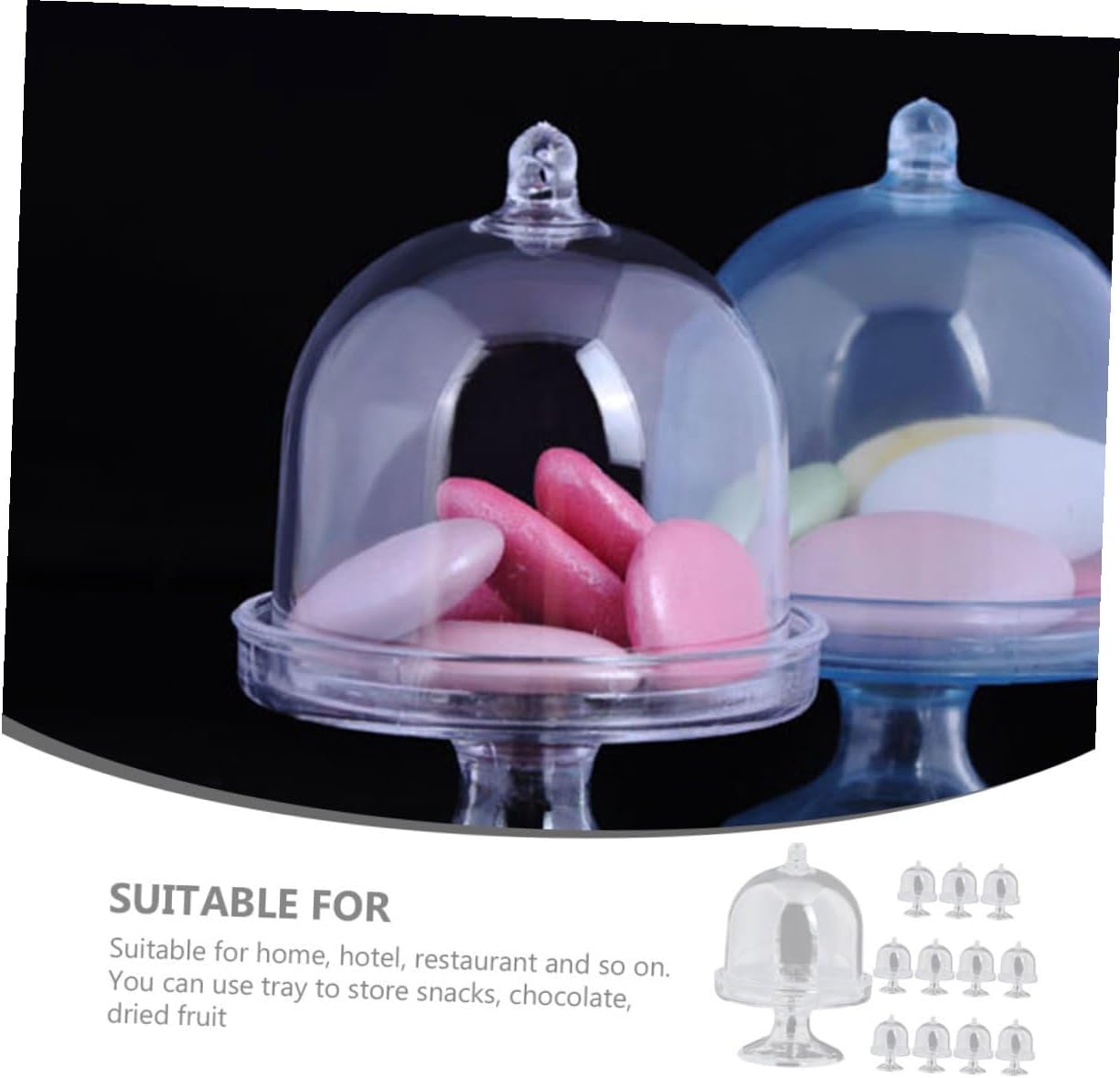 SUPVOX 12pcs Plastic Candy Boxes with Tray Party Dessert Display Case Wedding Birthday Favor Candy Holder