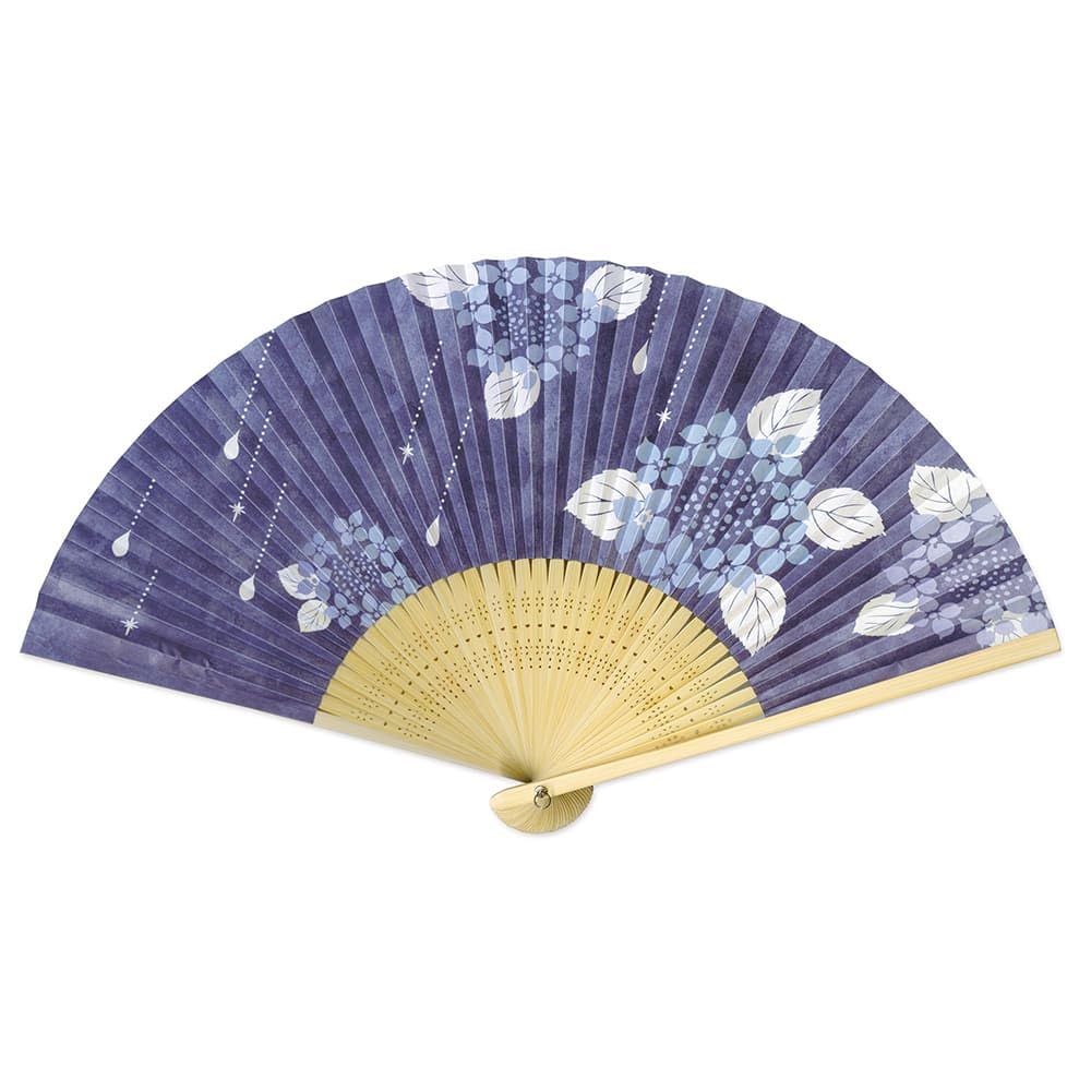 Amazon.co.jp: 両面貼り 和柄扇子75型35間 紫陽花雫 （あじさい