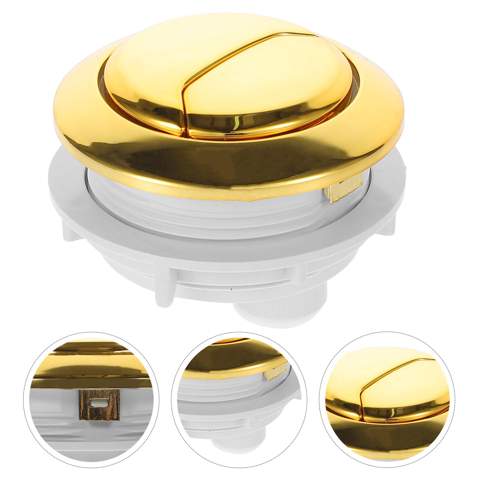 Botón de Doble Descarga para Cisterna de Inodoro, Plástico Dorado | Accesorio de Reemplazo Pulsador Doble, Pieza de Baño para Tapa de Tanque, Diseño