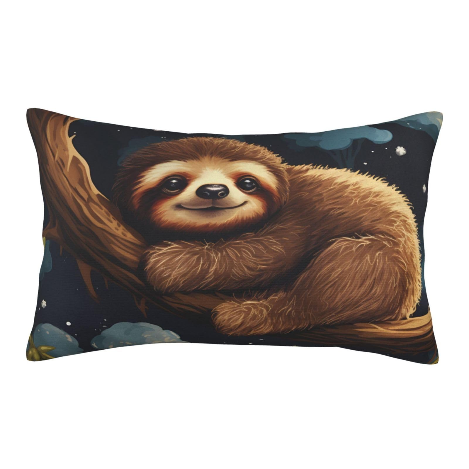 Velvet Pillowcases 16"x24" Ultra Soft Breathable Pillow Cases, Luxury Fuzzy Throw Pillow Covers with Zipper, Cute Sloths Sleeping Pillow Shams All Seasons Decorative Cushion Cases for Couch