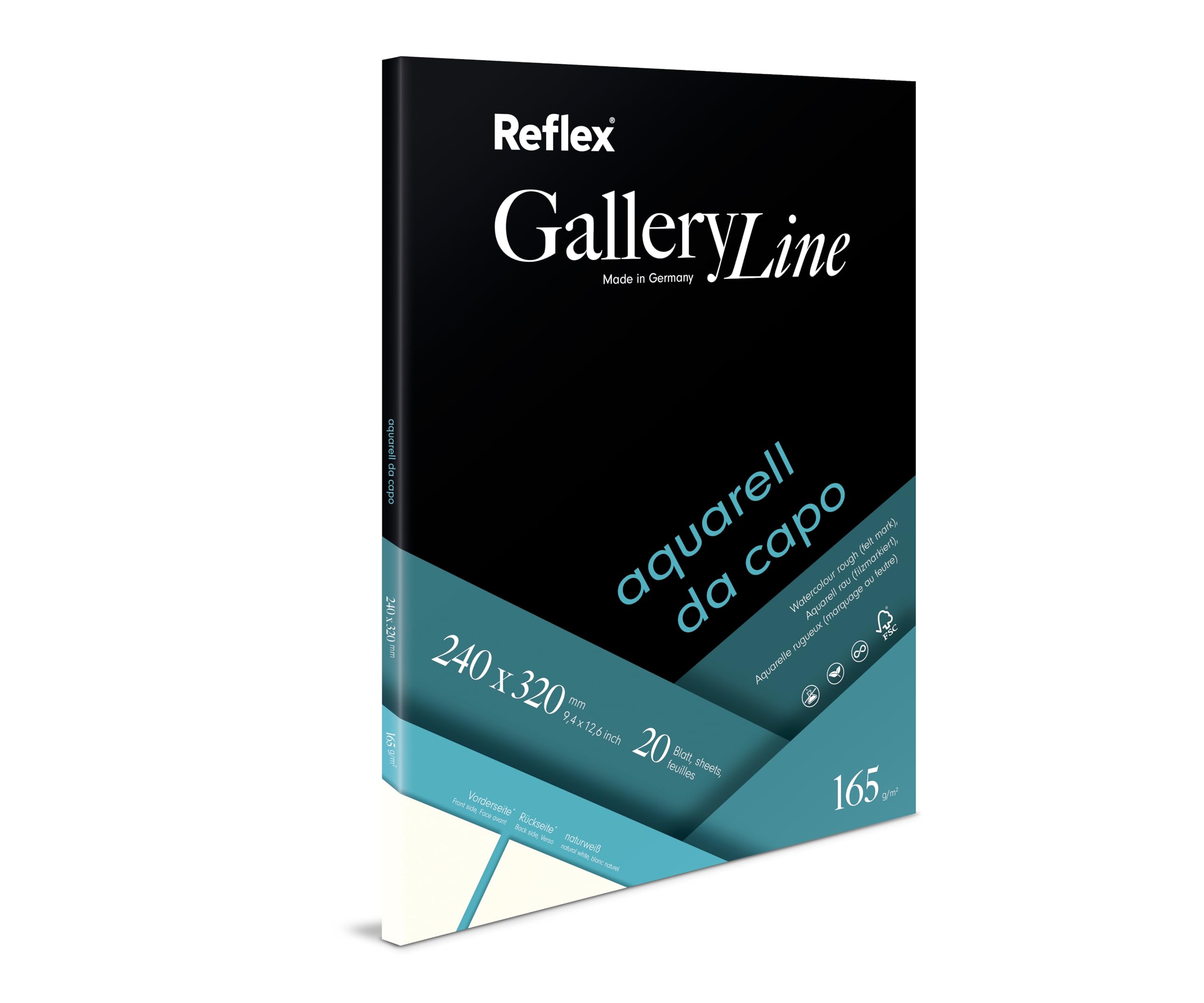 Reflex Watercolour Paper Da Capo 24x32cm 165g/m2 pad 20 Sheets, 24 x 32 cm - Image 3