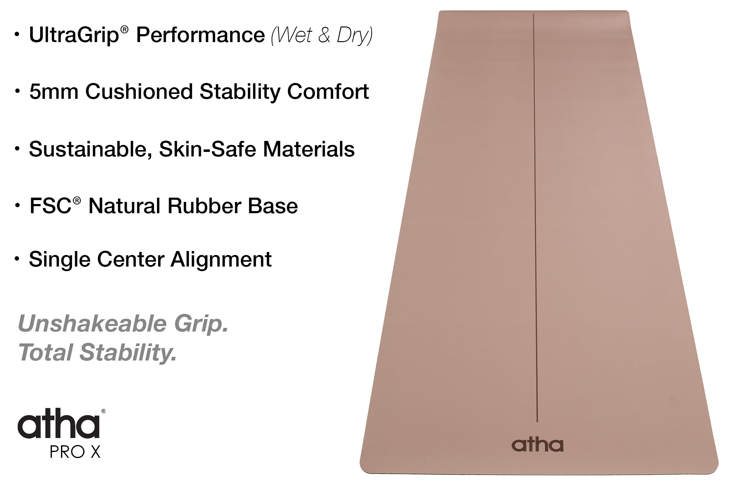 Tappetino da yoga atha PRO X Align | Ultra aderente, stabile e confortevole (5 mm) | Materiali sostenibili e durevoli, cinturino incluso