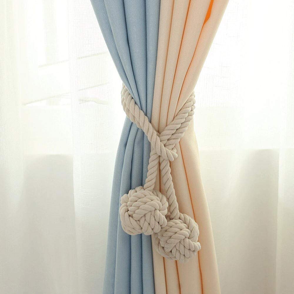 JAZLOG (Pack Of 02) Macrame Cotton DIY Window Modern Curtain Tiebacks - No Magnet Required OFF WHITE Parda Pull Backs Tie Back Ball Holder Tassels For Heavy Curtain, Boho , Office, Bedroom, Home Room (B08Y62GWX5) Amazon Price History, Amazon Price Tracker
