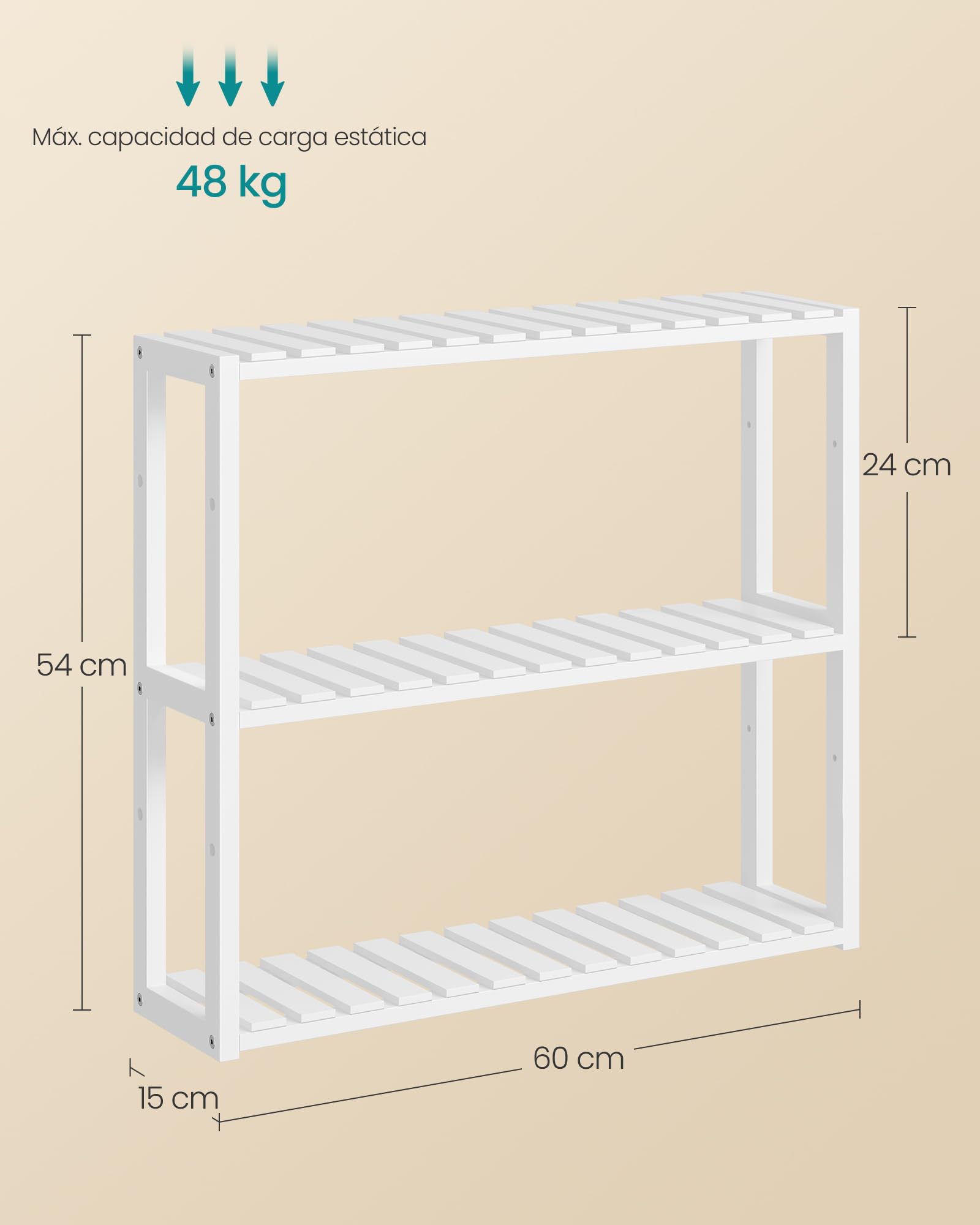 SONGMICS Estantería de Bambú para Baño 60 x 15 x 54 cm BCB13W