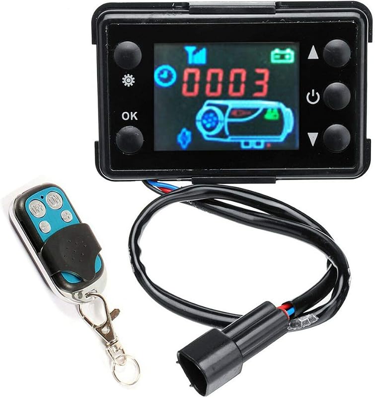 Controlador de Aquecedor a Diesel YOMTOVM com LCD e Controle Remoto 12 V/24 V – 2 kW/5 kW/8 kW
