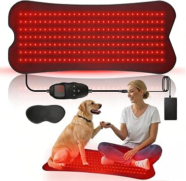 Red Light Mat for Body, 31.5" x 14" Large Red Light Pad,210LEDs 660nm&850nm Red & Near Infrared Light 5 Brightness and 5 Time Settings for Legs, Back, Waist, Shoulders Neck Black