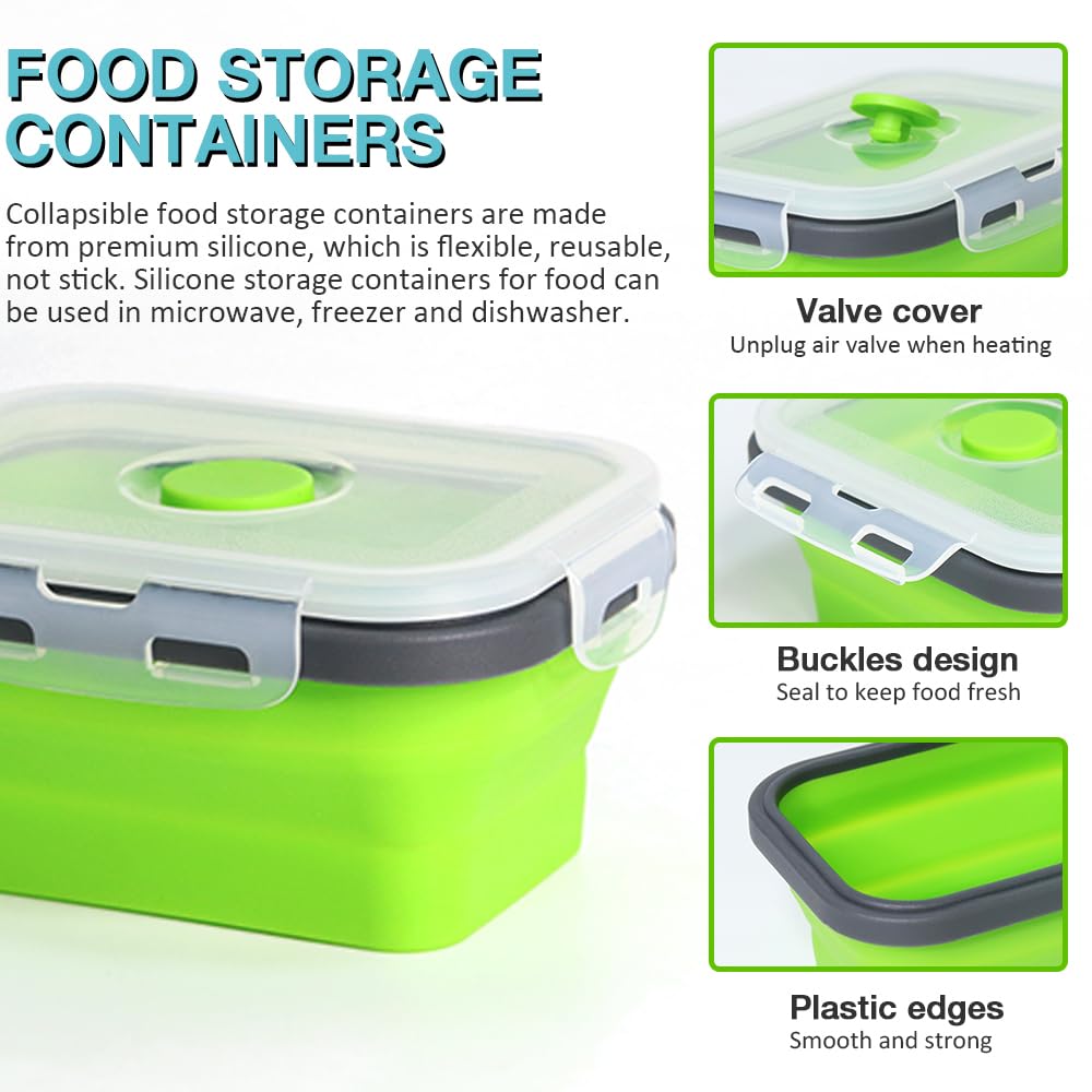 Contenedor plegable de silicona para almacenamiento de alimentos, 12 onzas