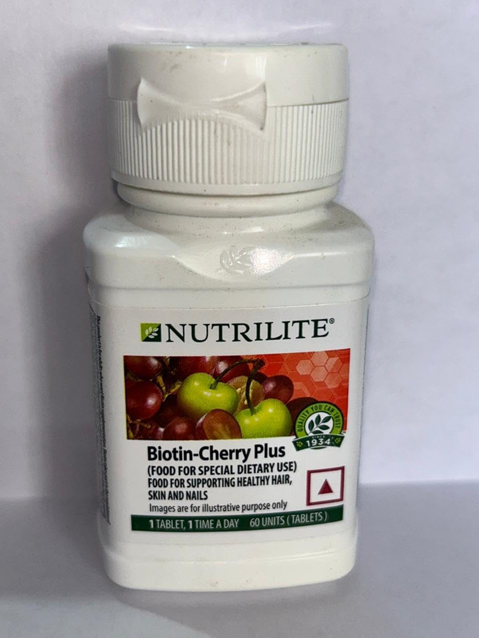 Nutrilite amway biotin cherry plus for skin hair and nails 60 Tablets (PACK OF 1)