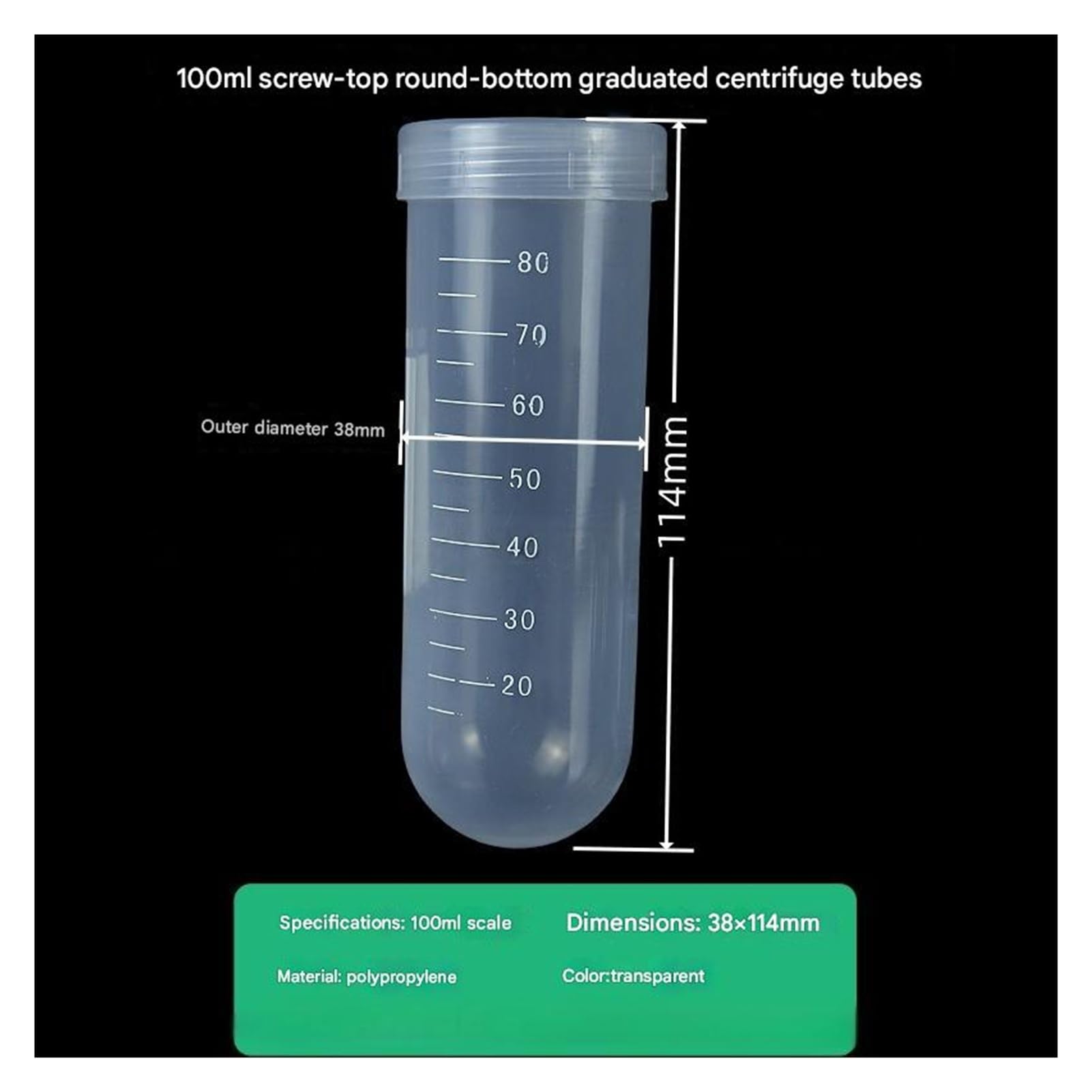Provetta for centrifuga in plastica da 30/60/90 ml 100 con graduata, provetta for campioni tappo a vite, utilizzare nell'analisi PCR Centrifuga da laboratorio | 60pcs