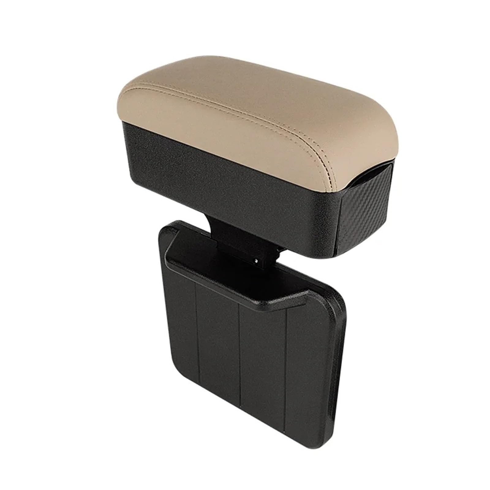 CGBWMB Arm Rest for Car Universal Adjustable Height Car Armrest Storage Box Organizer Elbow Support Cushion Armrest Box(Beige)