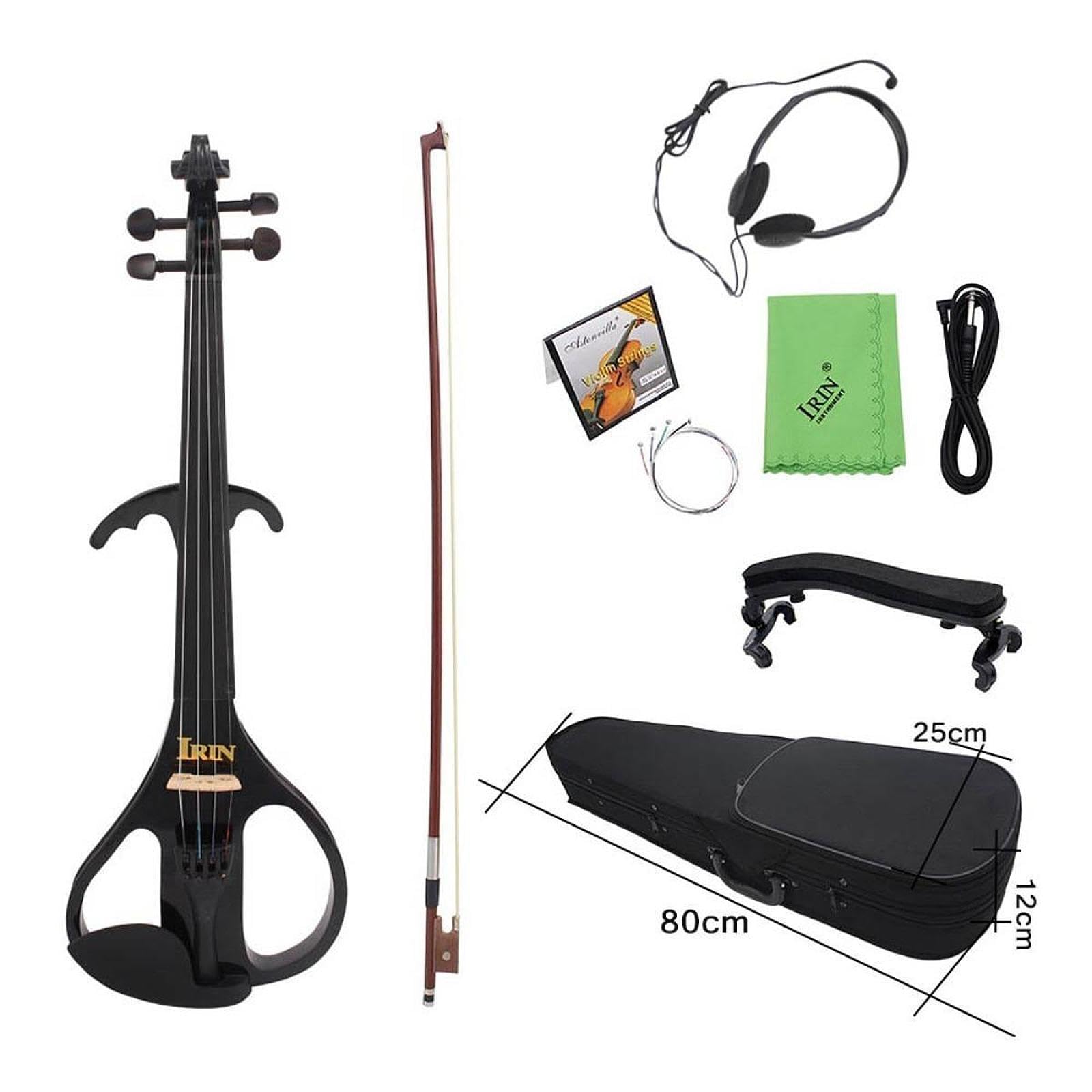 Juego de violín eléctrico con Estuche de Transporte, Instrumento Musical de iniciación con Accesorios, tamaño Completo 4/4, para interpretación de Adolescentes.