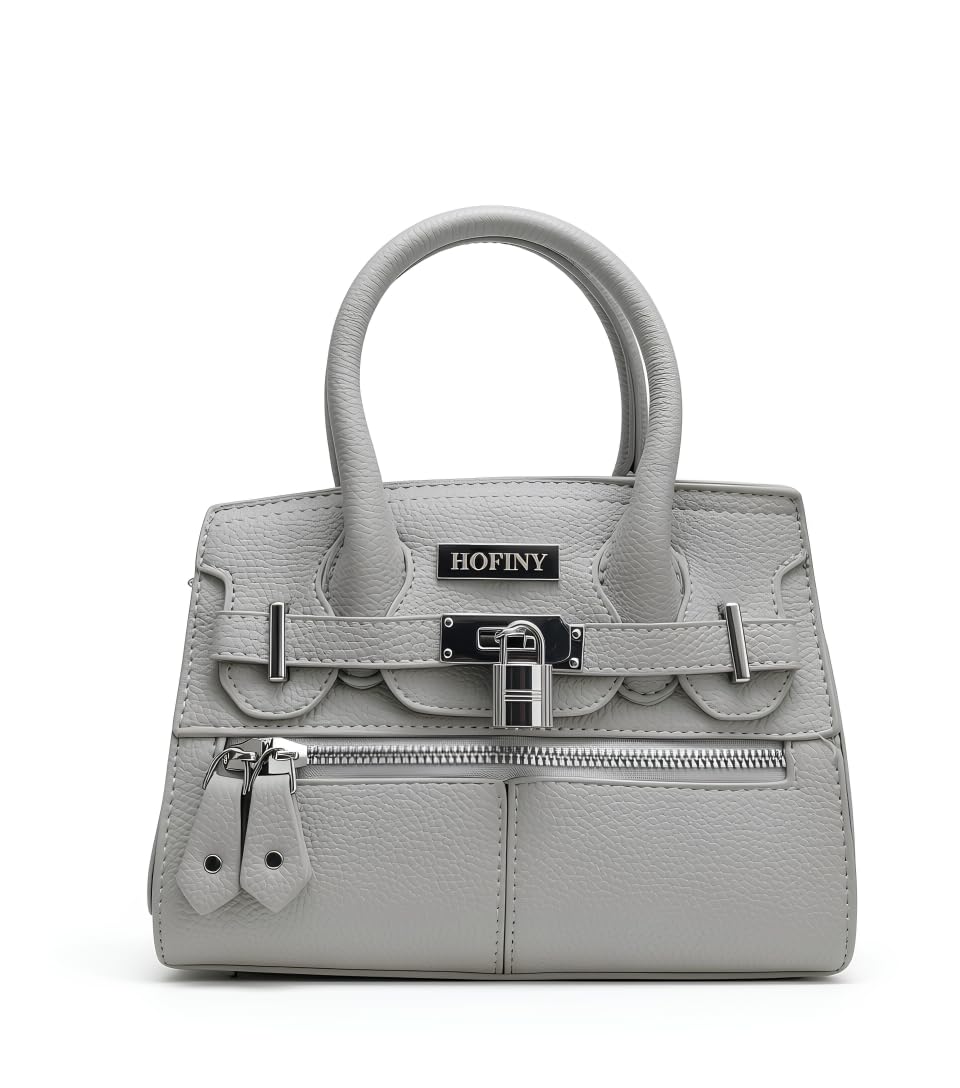 Vegan Leather Handbag for Women Satchel Tote Grey-image-33