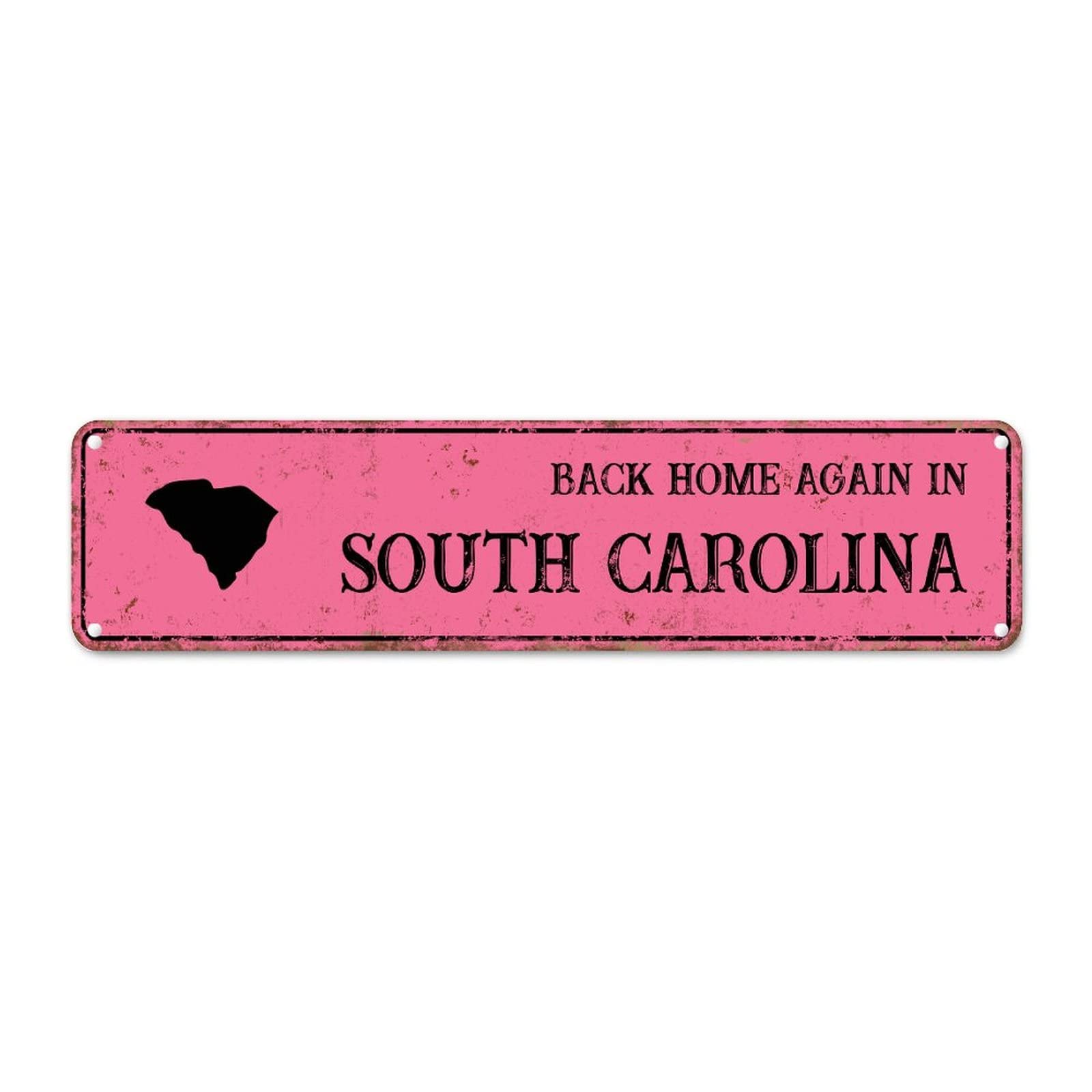 Vintage South Carolina Metal Sign Rustic America State Home Street Signs Customized Back Home Again in South Carolina Metal Wall Art Sweet Home Decor For Bedroom Cafe Bar Office Garage 24x6in