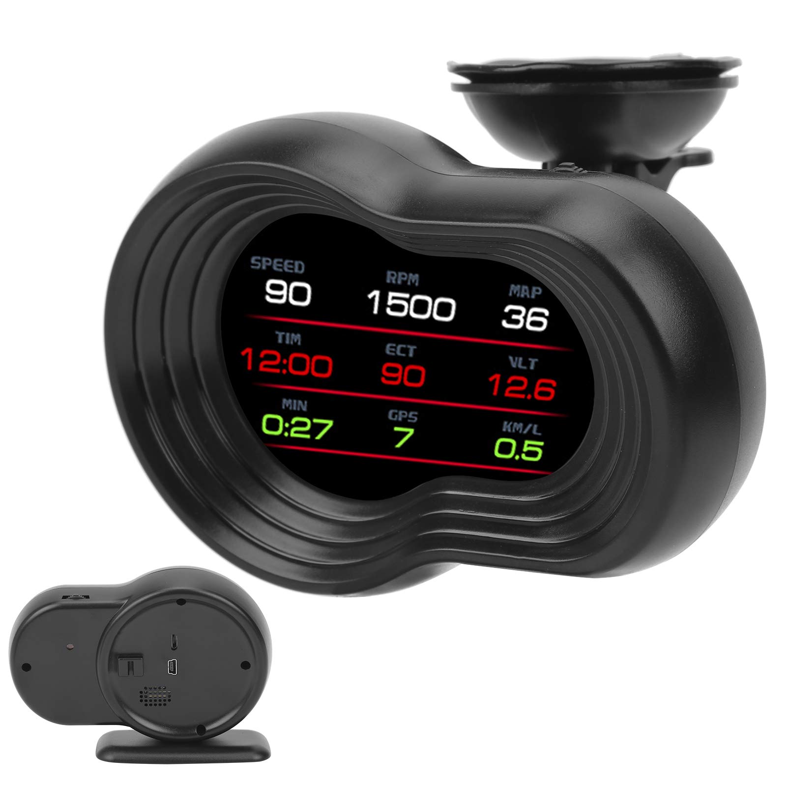 Monitor HUD Head Up Display universale OBD2 e GPS Dual Mode, proiettore per auto multifunzionale per velocità, tensione e giri al minuto, schermo LCD ad alta definizione con