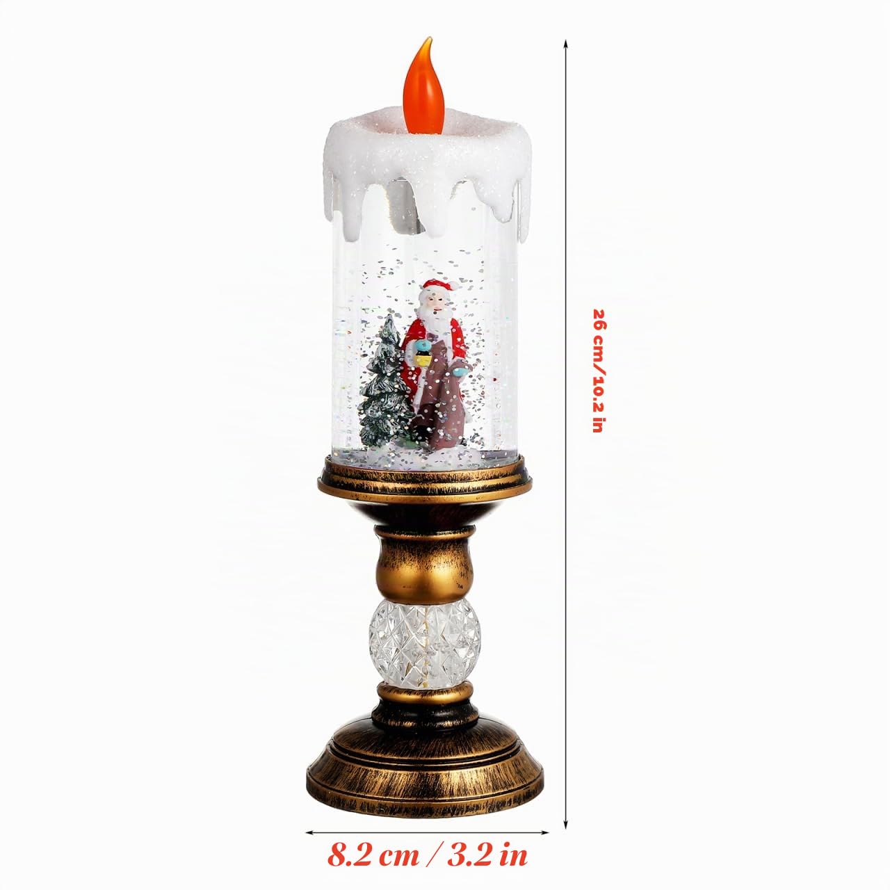 Ciieeo Weihnachts-led-kerzenlampe, Dekoratives Nachtlicht mit Spieluhr, Kristall-schneekugel-Effekt für Heim- Und Bürodekoration, USB-betrieben, Mehrfarbig