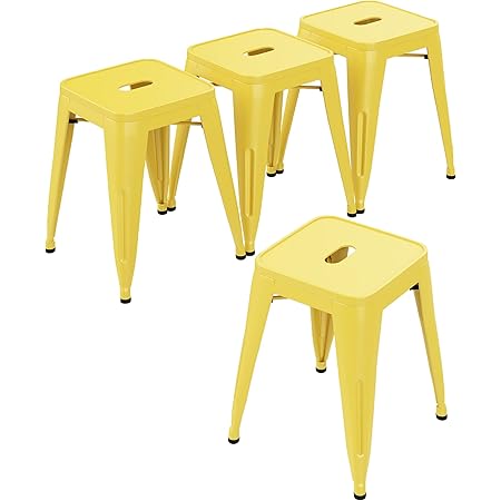 ALISH 18 Inch Stools Backless Metal Stool Stackable Short