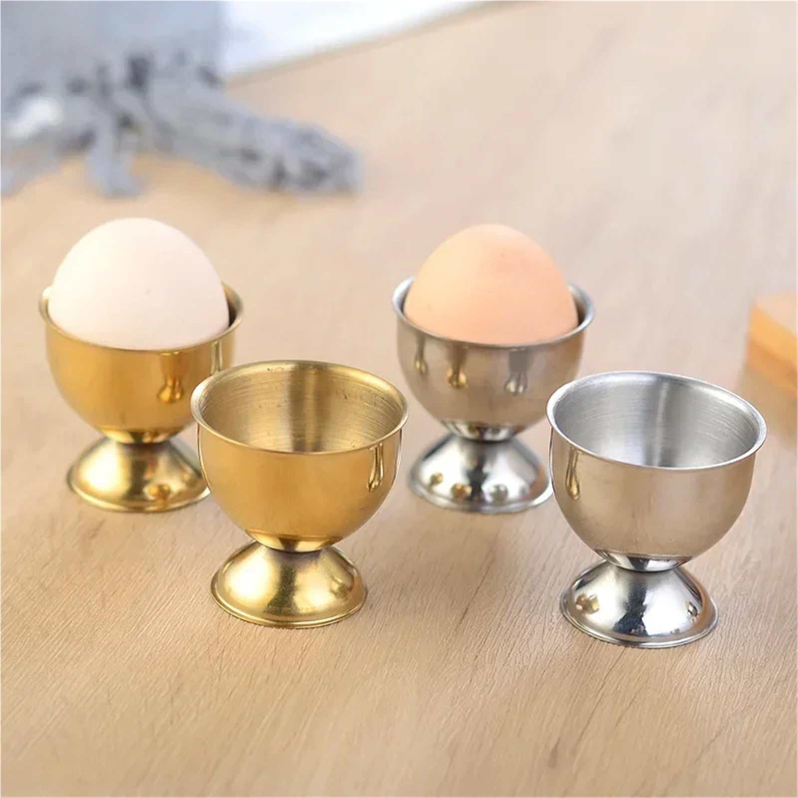 Coquetiers, Porte-œufs, Tasse de Table, Ensembles d'outils Cuisine, Support à Vapeur for Petit déjeuner, Moule for pocher Les œufs, 6 pièces(Gold)