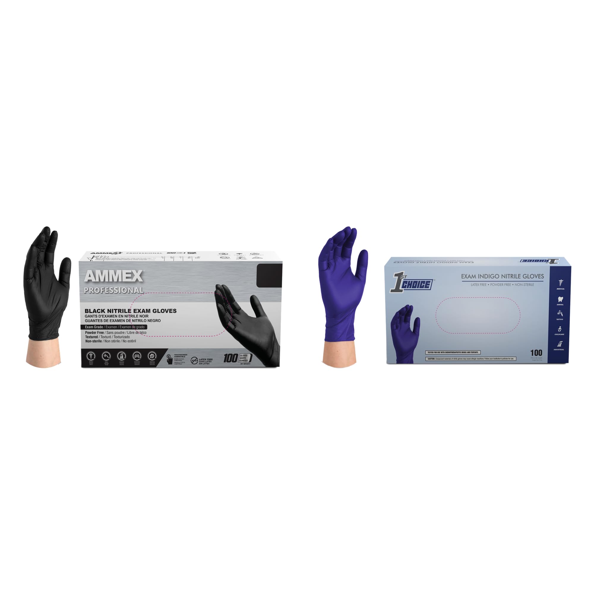 Amazon.com: AMMEX & 1st Choice 3 Mil Nitrile Exam Gloves, Black