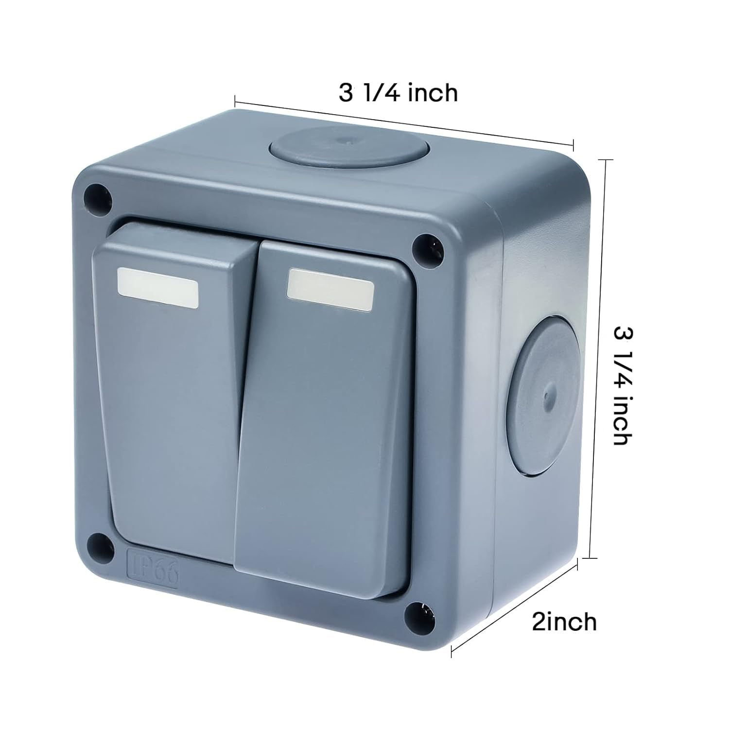 NineLeaf 1PK IP66 Waterproof Switch,2 Way Single Light Switch for Outdoor Garden, with 1PK 2 Way Dual Light Switches,Weatherproof (1Gang&2Gang 10A Grey)