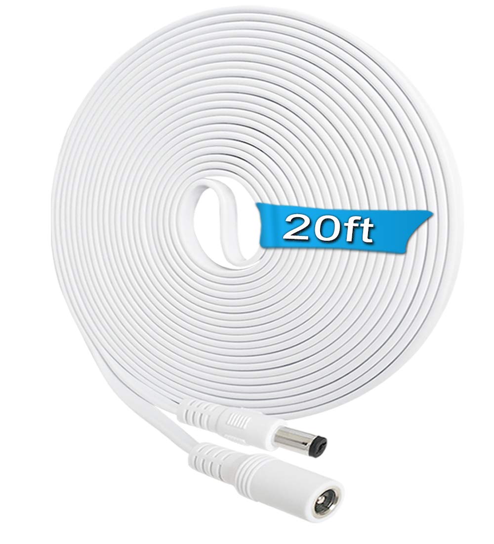 DC Extension Cord 20FT,12v DC Power Extension Cable 5.5mm x 2.1mm DC Security Camera Extension Cord Male to Female for CCTV Indoor,Standalone LED Strip,DC Power Supply Adapter Extender Cable