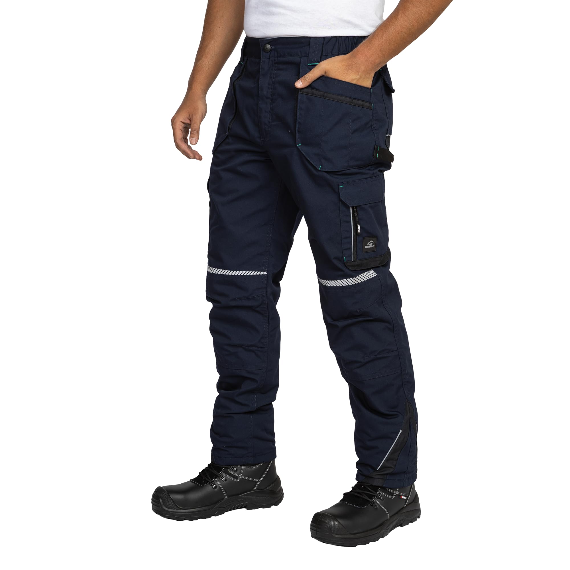 BWOLF Drift Ice - Pantalones de trabajo para hombre, impermeables, resistentes al frío y al viento, con elementos reflectantes