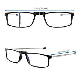 GOOSEN 2-Pack Reading Glasses for Women Men, Keychain Bags Compact Folding Readers, Clear Lens Blue light Glasses Spring Hinge, Black Black 1.0 x