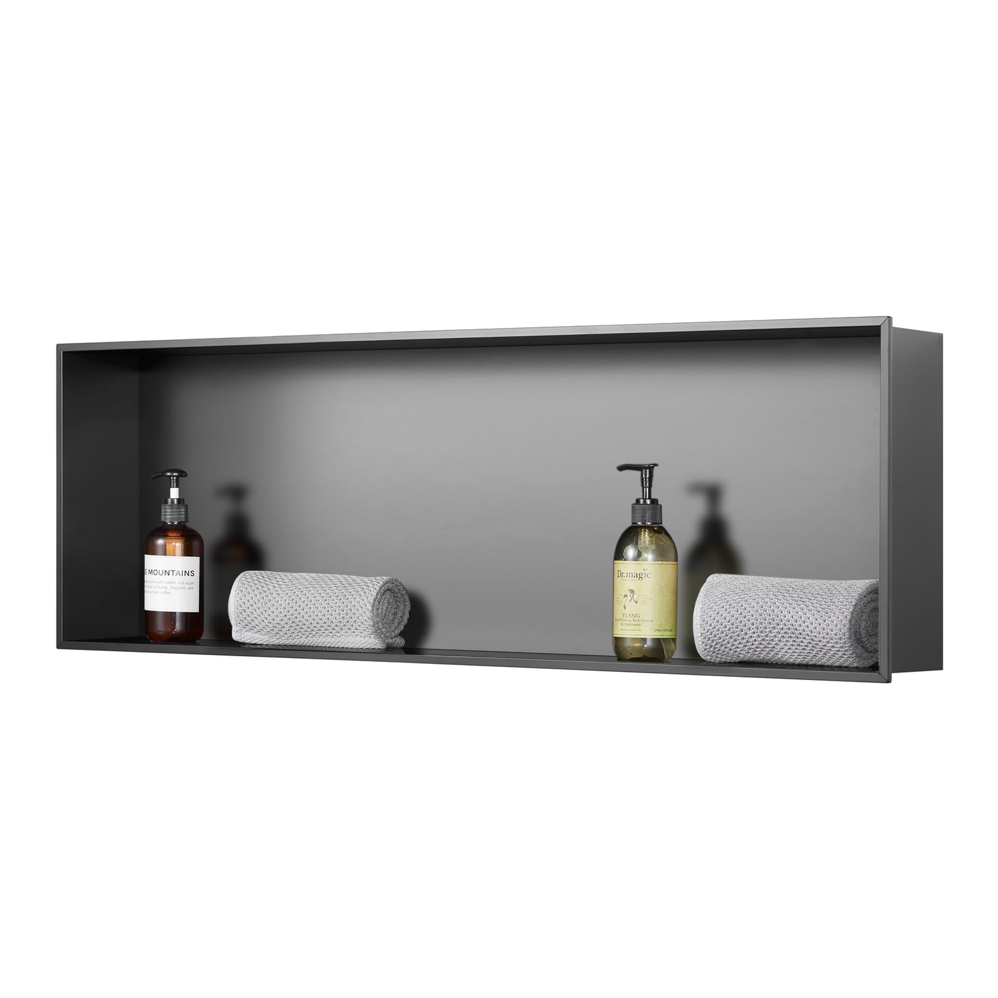 Sunrosa Black Shower Niche Stainless Steel, 11.8" x 35.4" Bathroom
