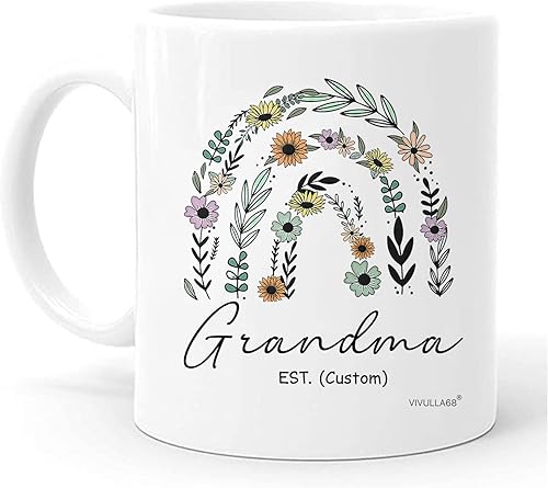 Vivulla68 Taza personalizada para abuela, anuncio de embarazo para abuela, regalos para la nueva abuela, regalos para la nueva abuela, tazas de café