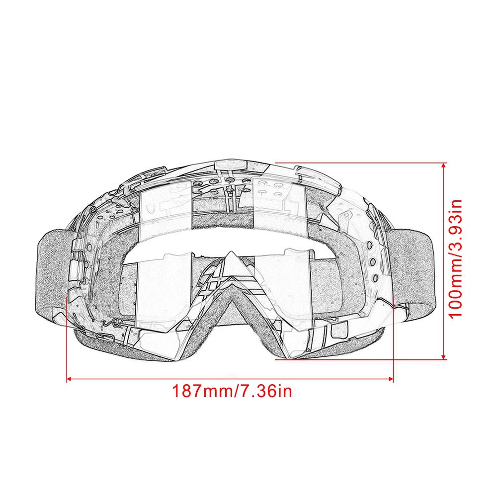 Gogles de moto Verres Couleur à coupe-vent Colorgle VTT hors route Dirt Vélo Poussière Vike Verres anti-vent MX Lunettes MX