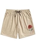 Men's Floral Graphic Shorts Drawstring Waist Wide Leg Loose Summer Casual Track Shorts Vintage