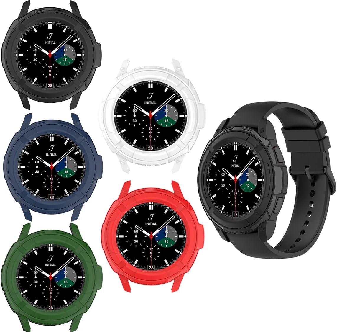 Case Compatible with Samsung Galaxy Watch 4 Classic 42mm 46mm Case Frame PC Protective Cover with Rotatable Bezel Ring for Galaxy Watch 4 Classic Smartwatch Band Accessories (42MM, 5Colors)