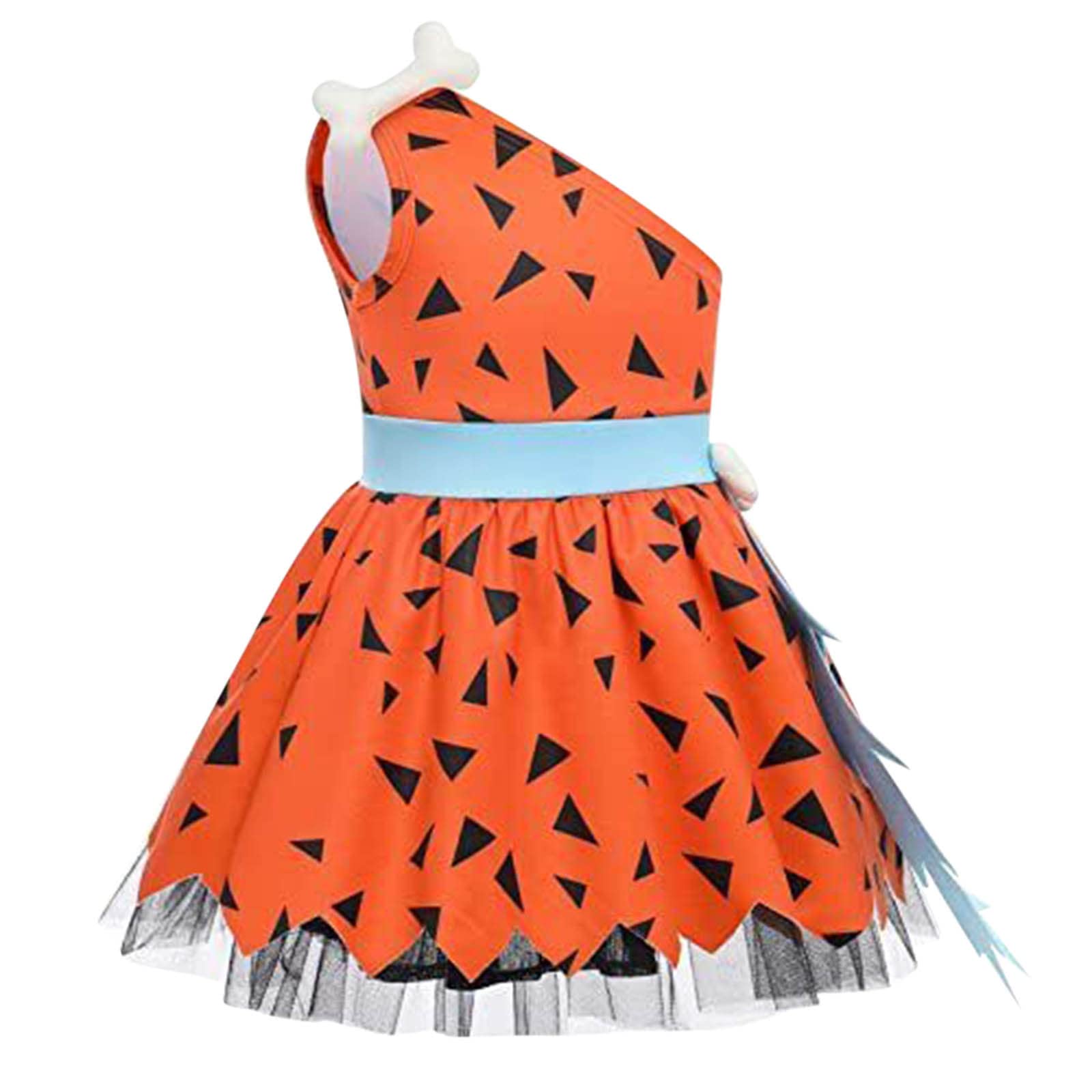Disfraz Vestido de Pebbles Picapiedra con Diadema para Bebe Disfraz Infantil de Piedra para Niña Niño Vestido Carnaval Halloween Cavernicola Ropa