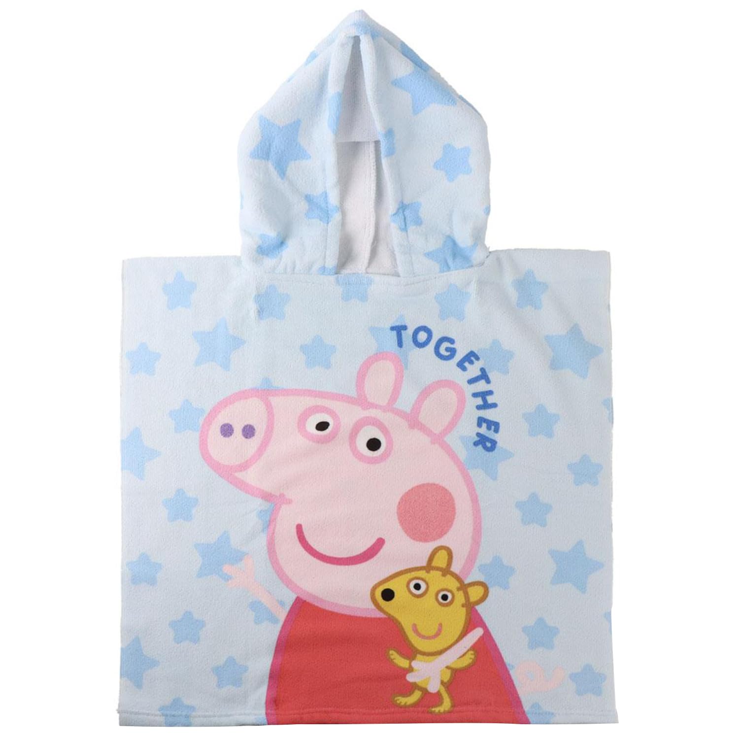 Peppa Wutz Together & Forever Kapuzenponcho Strand – 55x110 cm – Kinder – Leicht & Schnelltrocknend - Offizieller Peppa Wutz Kapuzenponcho