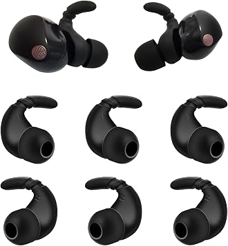3 Pairs Replacement Earphone Tips for Sony WF-1000XM5 WF-1000XM5 WF-1000XM4 WF-1000XM3 Black Silicone Ear Hooks