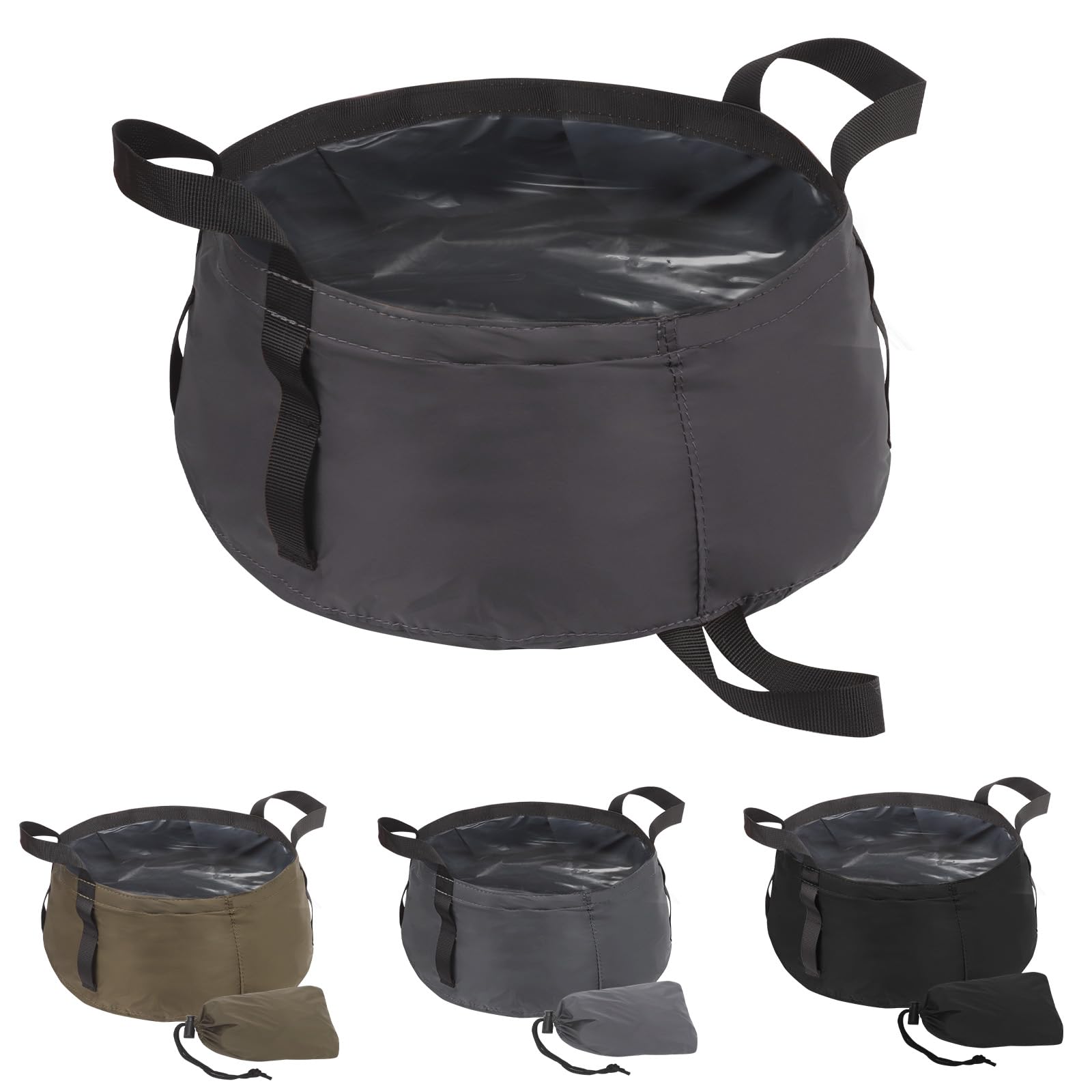 Foldable Camping Folding Bucket, 8.5L Handy Folding Water Container with handle, Collapsible Bucket for Garden Beach Fishing Picnic Travelling Car Washing (Grey)