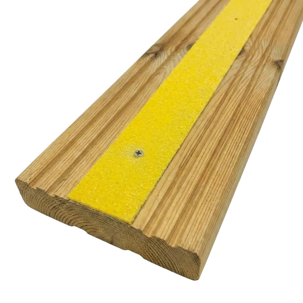 GreenTec GRP Anti Slip Decking Strip – Heavy Duty Non Slip Safety Tread for Decking, Outdoor Steps, Stairs & Ramps – Multiple Sizes & Colours (20, Yellow, 600mm x 50mm x 3mm)