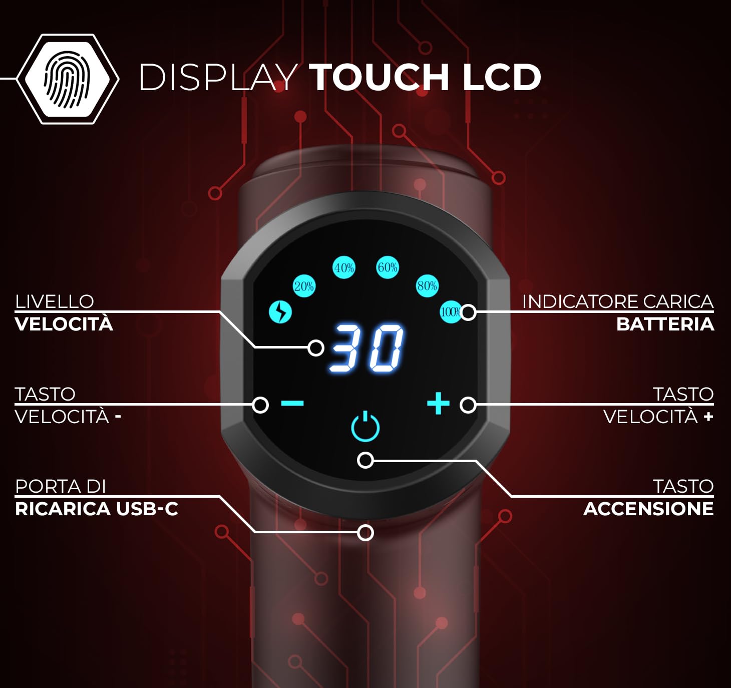 ENOA Pistola Massaggiante M8 PRO – Massaggiatore a Percussione con 30 Velocità, 6 Testine, Display LCD, Silenzioso & USB-C – Borsa Inclusa
