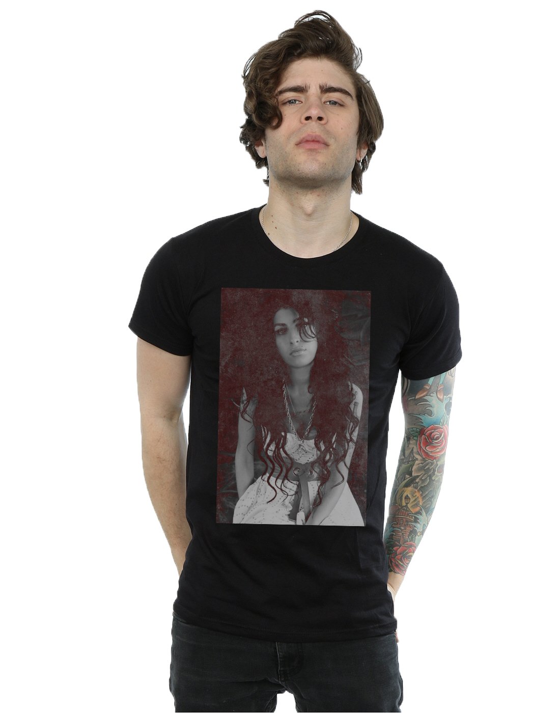 Amy Winehouse Men's Black Back To Chalk Board T-Shirt Large