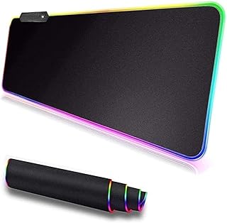 Mousepad Gamer LED RGB Tecido Antiderrapante Dobrável Resistente à Água 80x30cm Plug & Play USB Preto (Preta) - Produto 4 mais recomendado com 4.6 estrelas