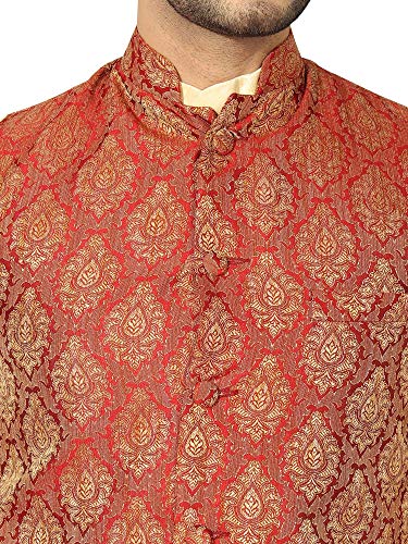 Image of men's Silk Blend Kurta Pejama & Waistcot Set