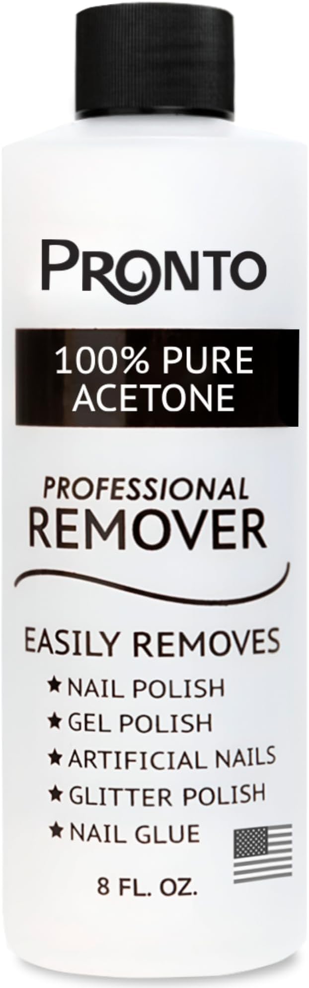 Pronto Pure Acetone - Quick, Professional Nail Polish Remover for Natural, Gel, Acrylic, Sculptured Nails (8oz)