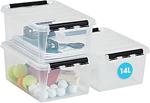 SmartStore aufbewahrungsbox mit deckel, 14 l, 3er-Pack, verstärkt, groß, transparent, für Lebensmittel geeignet, mit Clipverschluss, stapelbar, BPA-freies Plastik, 40 x 30 x 18 cm (L x B x H) SmartStore aufbewahrungsbox mit deckel, 14 l, 3er-Pack, verstärkt, groß, transparent, für Lebensmittel geeignet, mit Clipverschluss, stapelbar, BPA-freies Plastik, 40 x 30 x 18 cm (L x B x H)