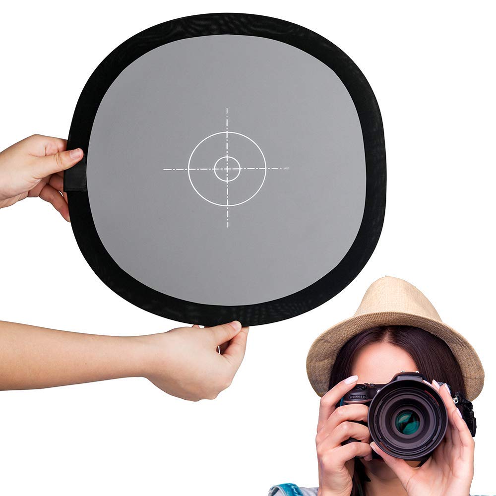 Carte grise / balance des blancs 24 x 24 pouces (60 x 60 cm) Portable Focus Board Double Face 18% Gris/Blanc Balance Carte de référence avec sac de transport pour appareil photo reflex