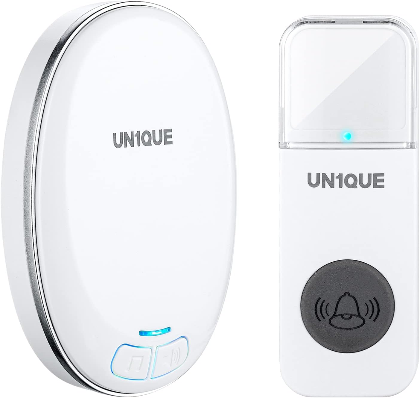 UN1QUE Wireless Door Bell for Home - Small Calling Bell for Office, 1000ft Long Range with 36 Chimes, 100dB Louder Volume, 4 Level Volume, LED Light, Info Board Design, IP44 Waterproof