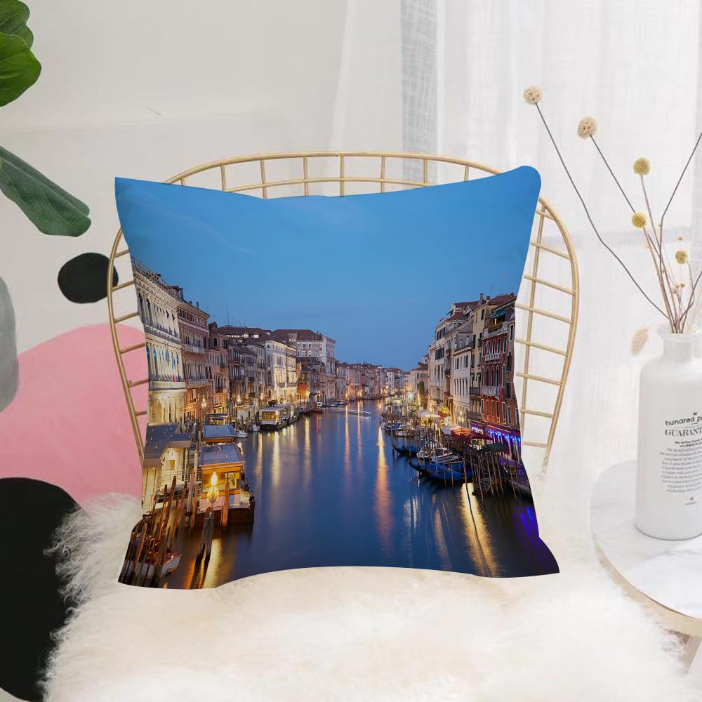 HYMSXW Cushion Cover,Throw Pillow Case Home Decorative for Living Room Bedroom Sofa Chair 20X20 Inch,Grand Canal in Venice nobody in the evening clear blue sky in summer in Italy,Pillowcase 50X50cm