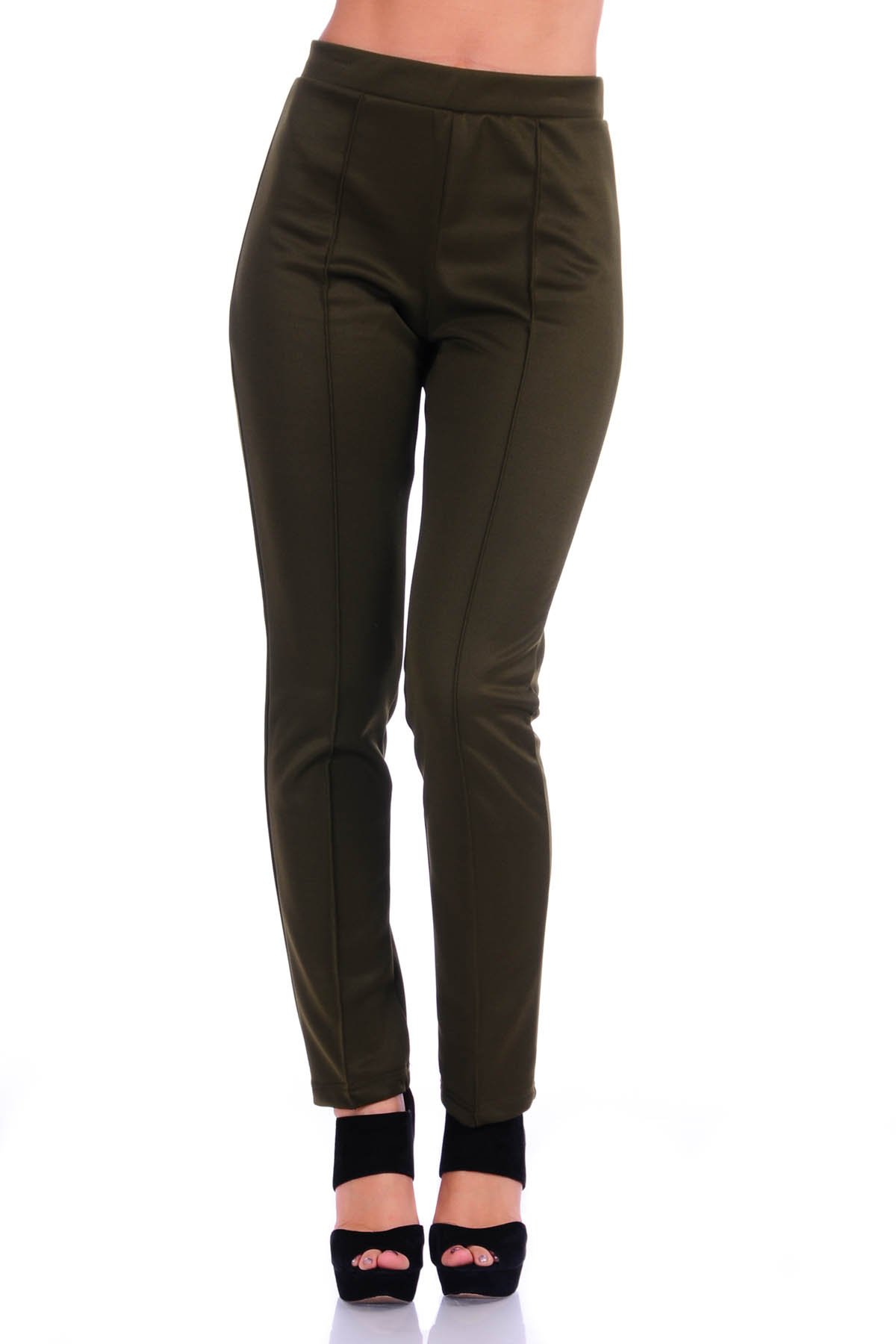 SR Womens Solid Stretch Straight Leg Slim Fit Pants 4X Olive