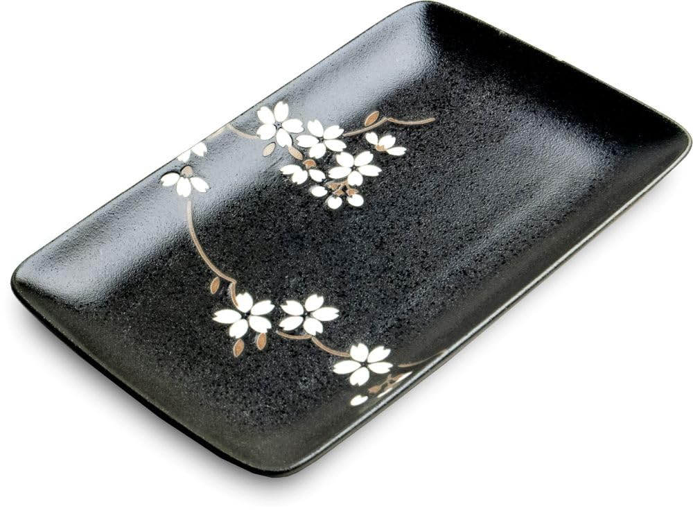 Kuroji - Set de sushi de porcelana (fabricado en Japón), color negro
