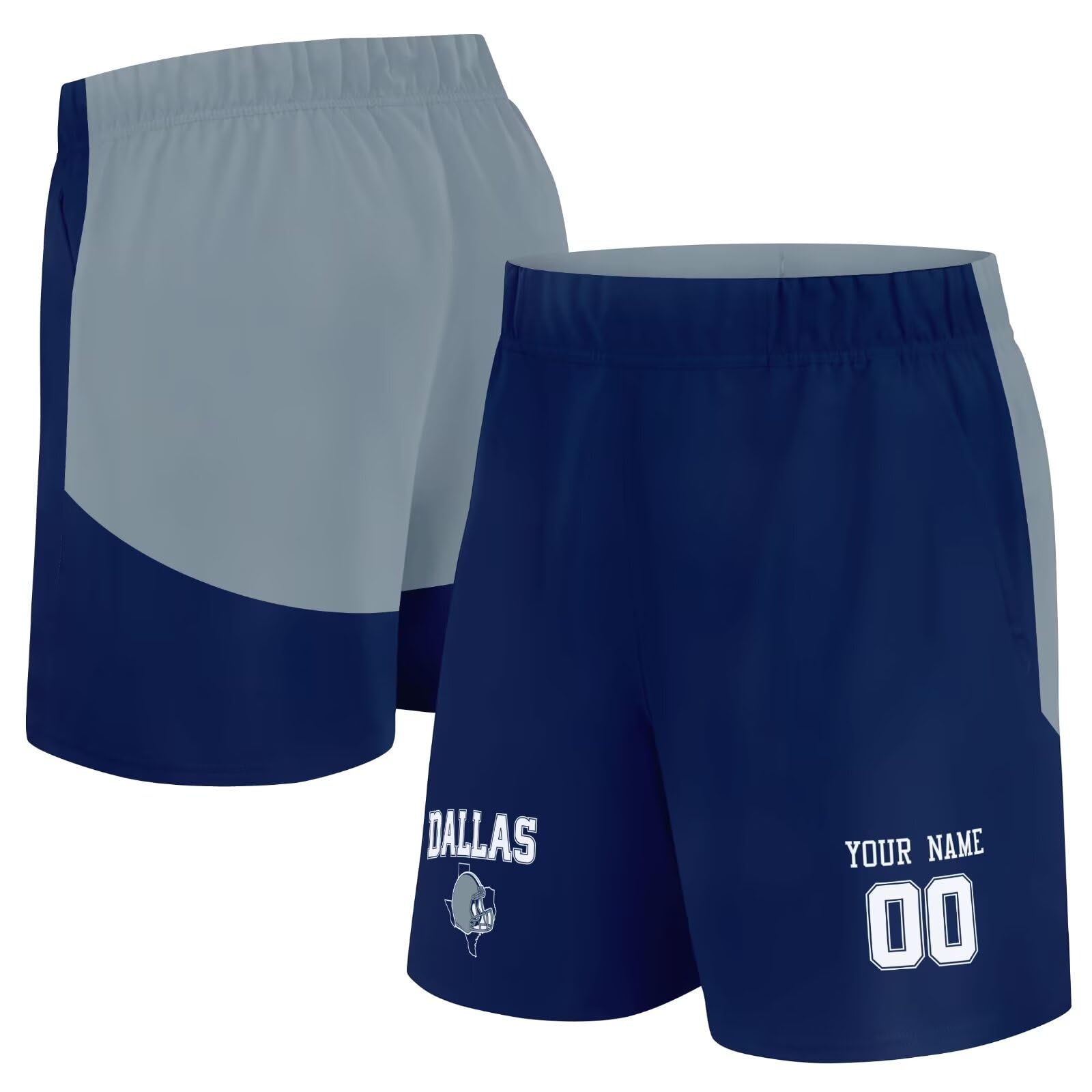 INAOO Dallas Swim Trunks Beach Shorts with Pockets Custom Name Number Gift for Men